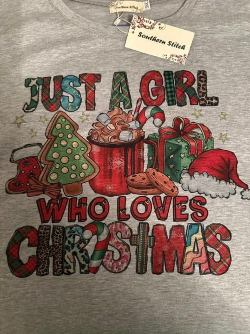 Southern Stitch Just a Girl Who Loves Christmas holiday top, 3XL